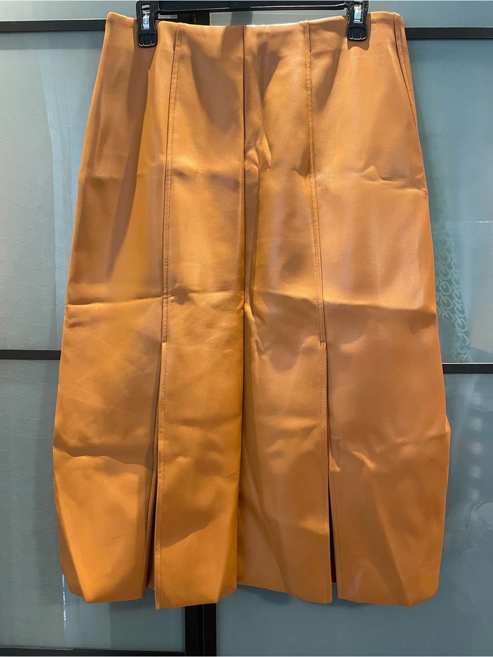 Banana Republic Button-Front Faux Leather Midi Skirt in Caramel - Picture 3 of 6